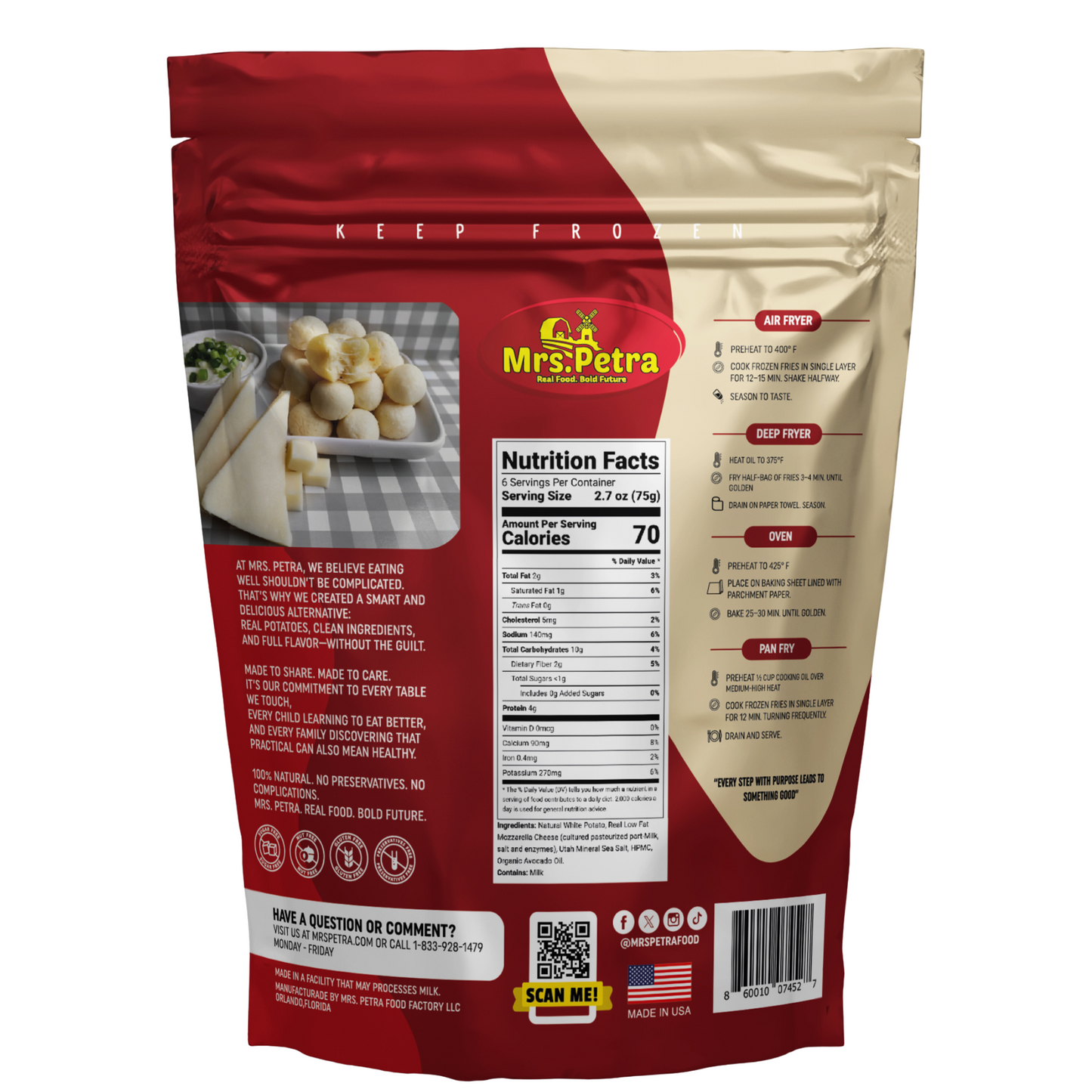 Potatoes Balls Mozzarella Cheese TotsMania 1LB